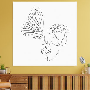 Metamorphose – Abstrakte Schmetterling- und Rosenl Leinwanddruck