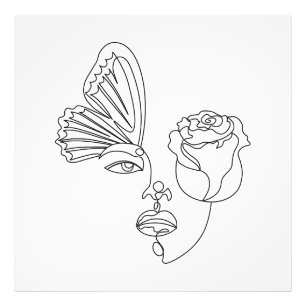 Metamorphose - Abstrakter Schmetterling und Rose L Fotodruck
