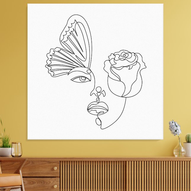 Metamorphose - Abstrakter Schmetterling und Rose L Leinwanddruck (Insitu (Wohnzimmer))