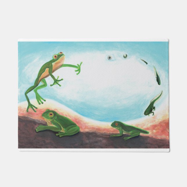 Metamorphose - Lebenszyklus eines Frosches Fußmatte (Vorderseite)