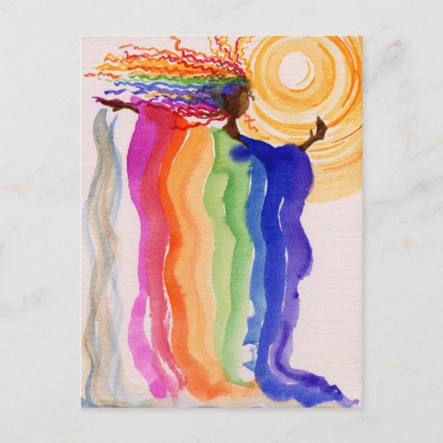 Metamorphose Regenbogen Frau Aquarellmalerei Postkarte (Vorderseite)