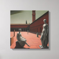 Metaphysische Rote Tonkunst mit alten Statuen