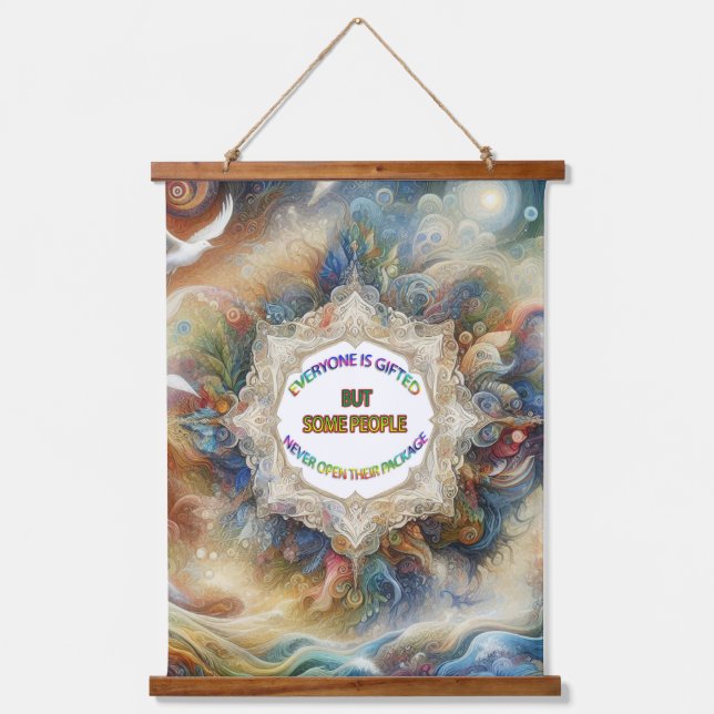 Metaphysische zeitlose spirituelle Fantasy Themes Wandteppich Mit Holzrahmen (Vorderseite)