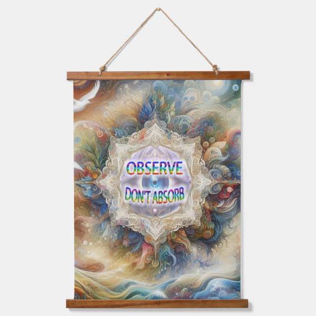 Metaphysische zeitlose spirituelle Fantasy Themes Wandteppich Mit Holzrahmen (Vorderseite)