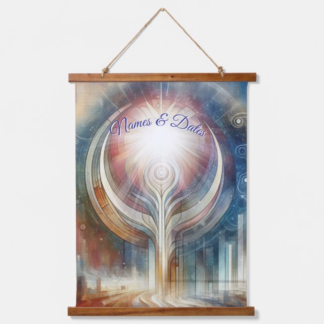 Metaphysische zeitlose spirituelle Fantasy Themes Wandteppich Mit Holzrahmen (Vorderseite)