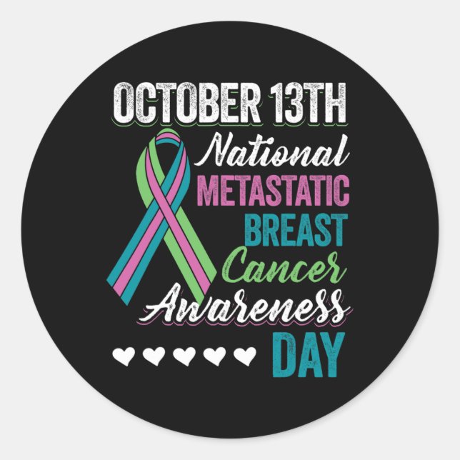 Metastatic Breast Cancer Awareness Day 13. Oktober Runder Aufkleber (Vorderseite)