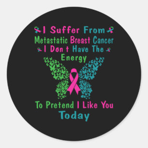 Metastatic Breast Cancer Awareness Ribbon Warrior Runder Aufkleber