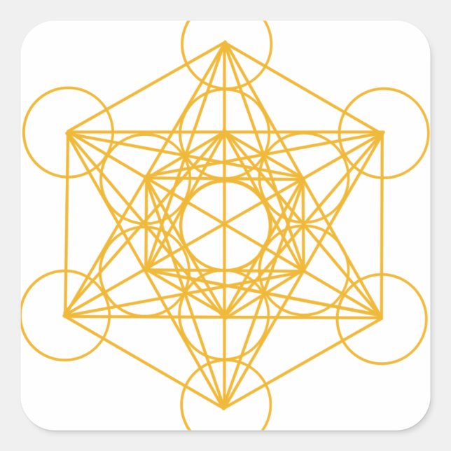 Metatron Cube Gold Quadratischer Aufkleber (Vorderseite)