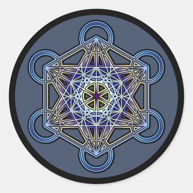 Metatron-cube-mandala-3 Runder Aufkleber (Vorderseite)