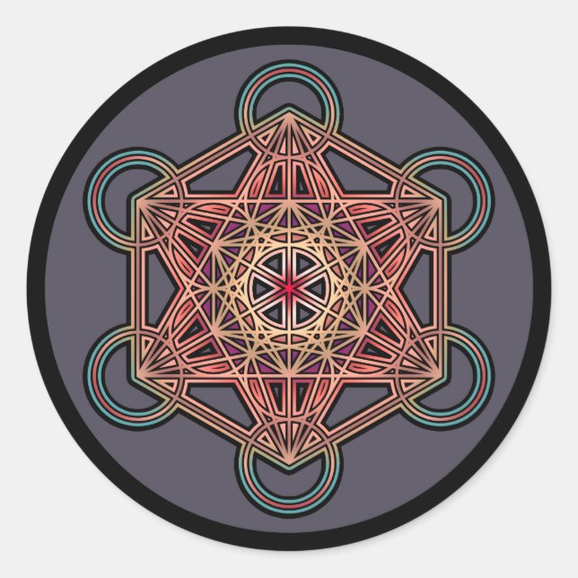 Metatron-cube-mandala-4 Runder Aufkleber (Vorderseite)