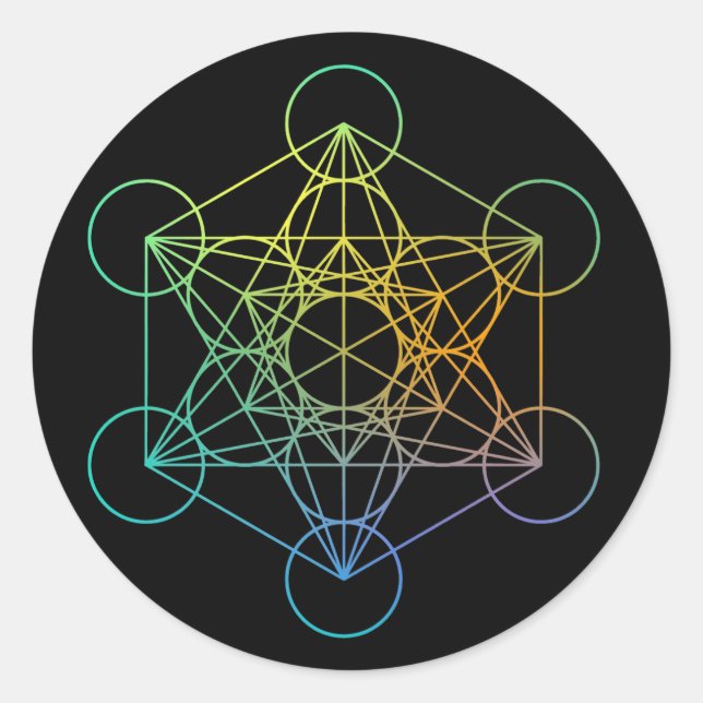Metatron Cube Sacred Geometry Runder Aufkleber (Vorderseite)