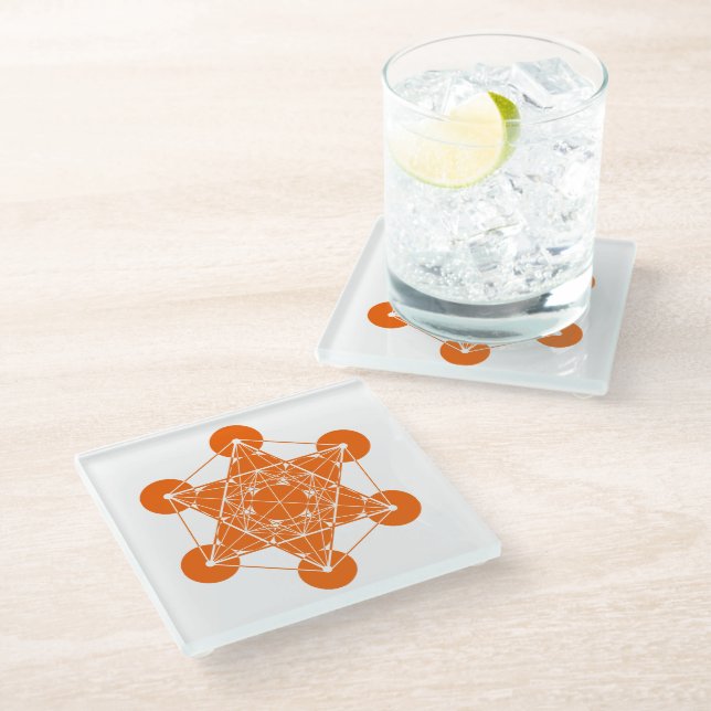 Metatron-Kubus Glasuntersetzer (Schrägansicht)