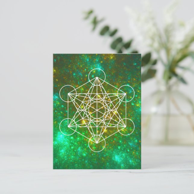 Metatron-Kubus, Heilige Geometrie, spirituelles Sy Postkarte (Stehend Vorderseite)