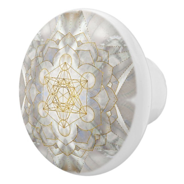Metatron-Kubus in Lotus Heilige Geometrie Keramikknauf (Rechts)