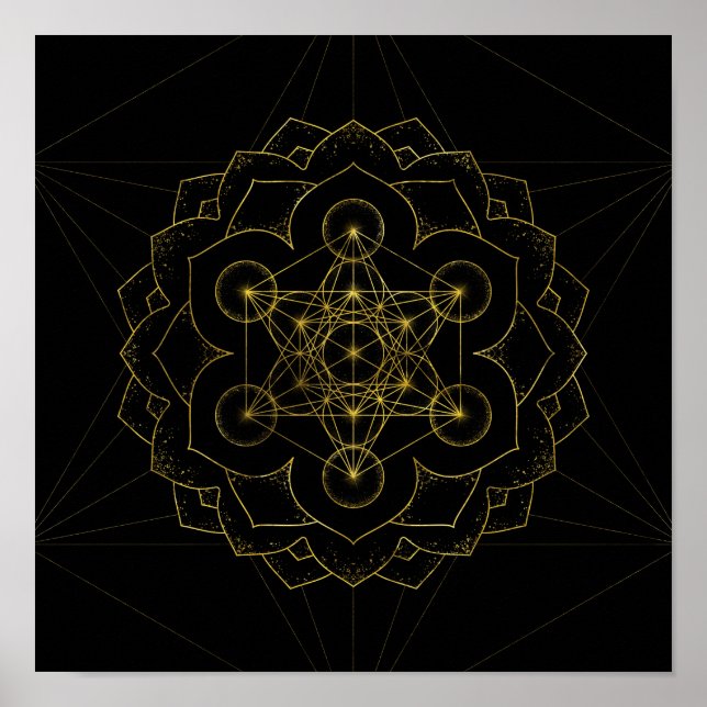 Metatron-Kubus in Lotus Sacred Geometry Poster (Vorne)