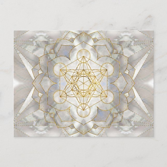 Metatron-Kubus in Lotus Sacred Geometry Postkarte (Vorderseite)