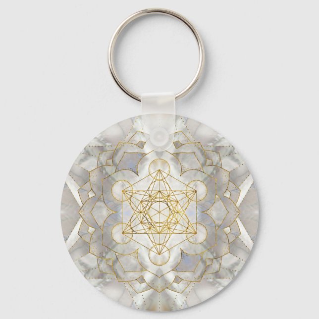 Metatron-Kubus in Lotus Sacred Geometry Schlüsselanhänger (Vorderseite)