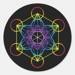 Metatron-Kubus - Regenbogen-Version Runder Aufkleber