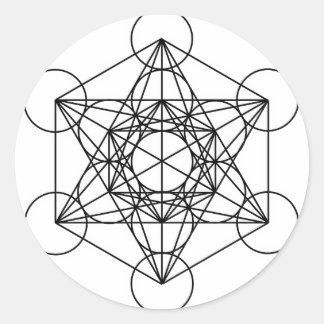 Metatron-Kubus (weiß) Runder Aufkleber