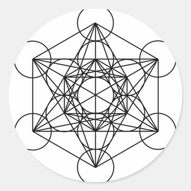Metatron-Kubus (weiß) Runder Aufkleber (Vorderseite)