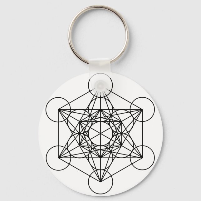 Metatron-Kubus (weiß) Schlüsselanhänger (Vorderseite)