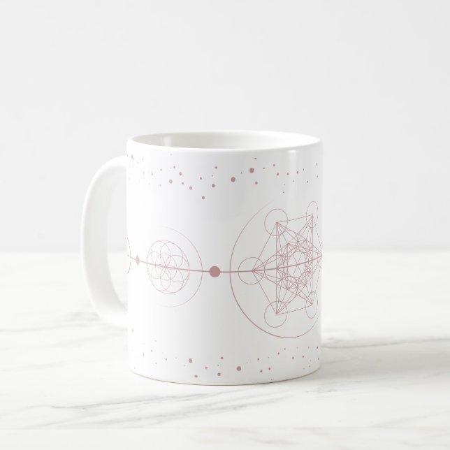 Metatron-Mond und Sterne heilige Geometrie Rose Kaffeetasse (Vorderseite Links)