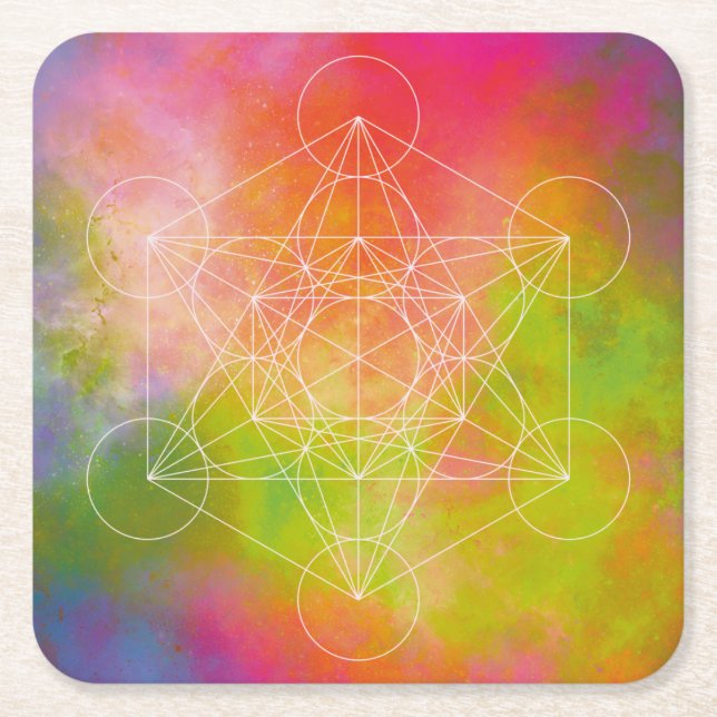 Metatron Rechteckiger Pappuntersetzer (Vorderseite)