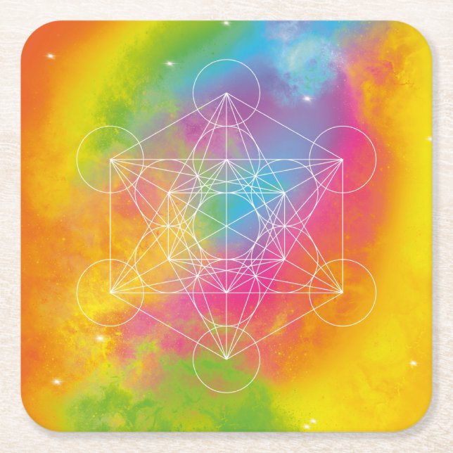 Metatron Rechteckiger Pappuntersetzer (Vorderseite)