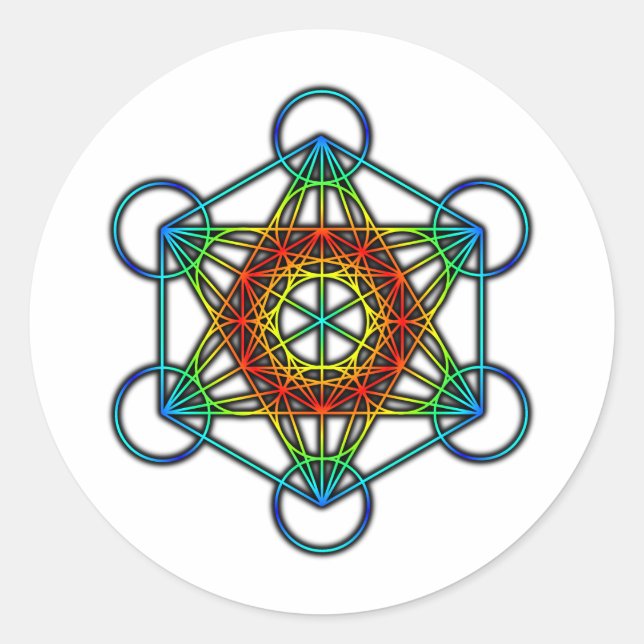 Metatron-Würfel (Farbe 1) Runder Aufkleber (Vorderseite)