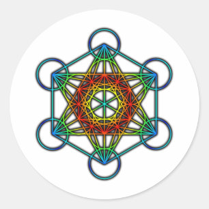 Metatron-Würfel (Farbe 1) Runder Aufkleber