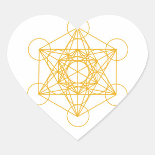 Metatron Würfel-Gold Herz-Aufkleber