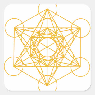 Metatron Würfel-Gold Quadratischer Aufkleber