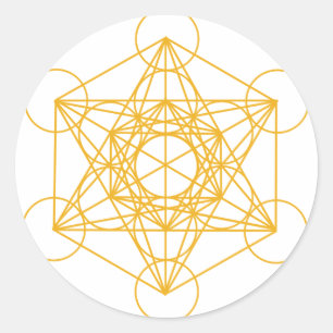 Metatron Würfel-Gold Runder Aufkleber