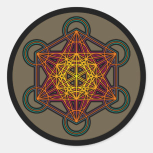 metatron Würfel-Mandalaaufkleber Runder Aufkleber