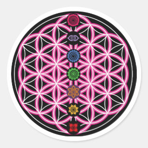 Metatronen Cube, Chakras, Kosmische Energiezentren Runder Aufkleber