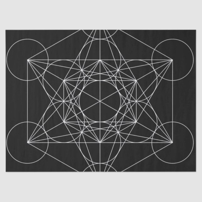 Metatrons Cube Black & White Seidenpapier (Vorderseite)