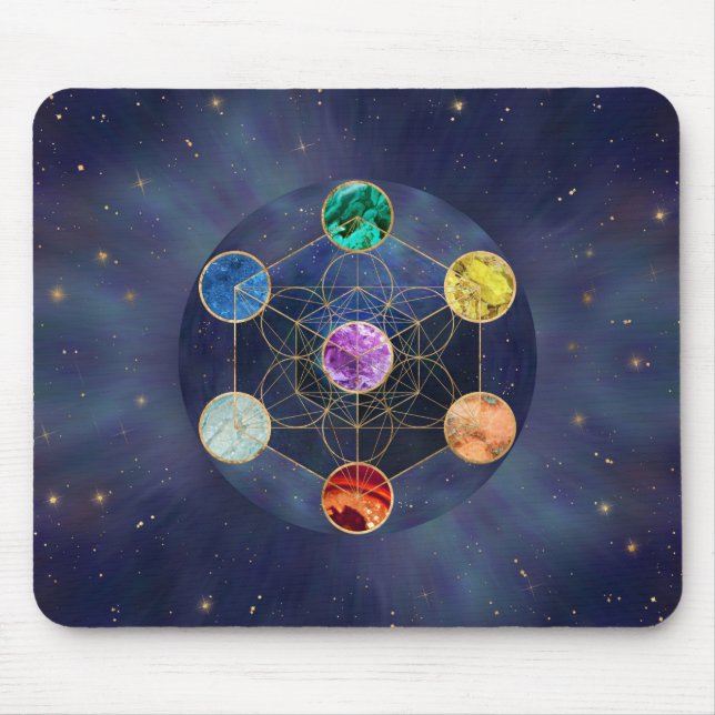 Metatrons Cube Chakras Sacred Geometry Mousepad (Vorne)