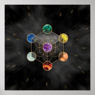 Metatrons Cube Chakras Sacred Geometry Poster