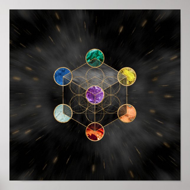 Metatrons Cube Chakras Sacred Geometry Poster (Vorne)