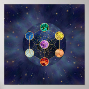 Metatrons Cube Chakras Sacred Geometry Poster