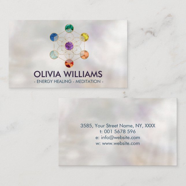 Metatrons Cube Chakras Sacred Geometry  Visitenkarte (Vorne/Hinten)