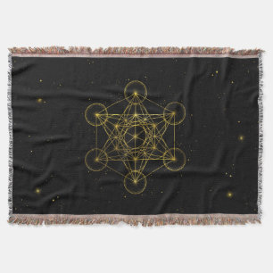 Metatron's Cube Heilige Geometrie Schwarz und Gold Decke