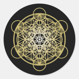 Metatron's Cube mit Blume des Lebens - Gold-Versio Runder Aufkleber