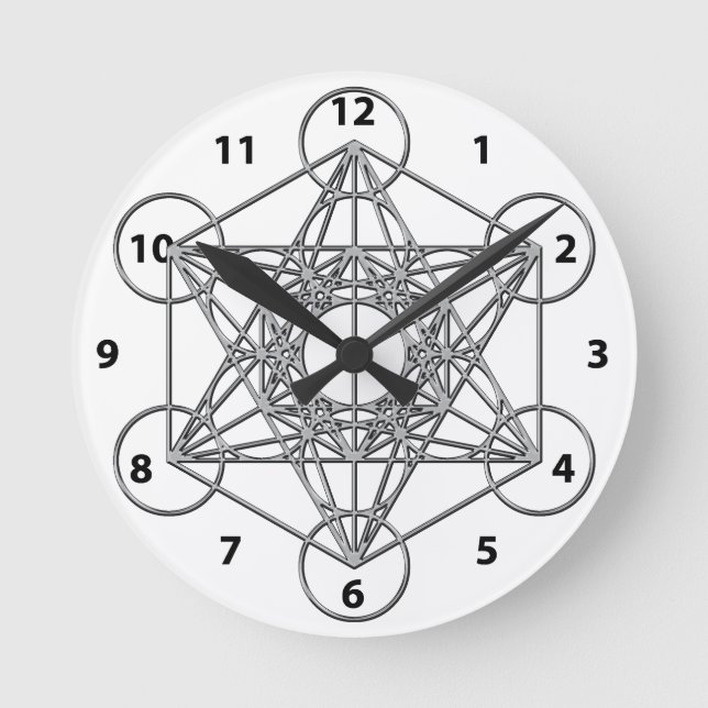 Metatrons Cube Runde Wanduhr (Vorderseite)