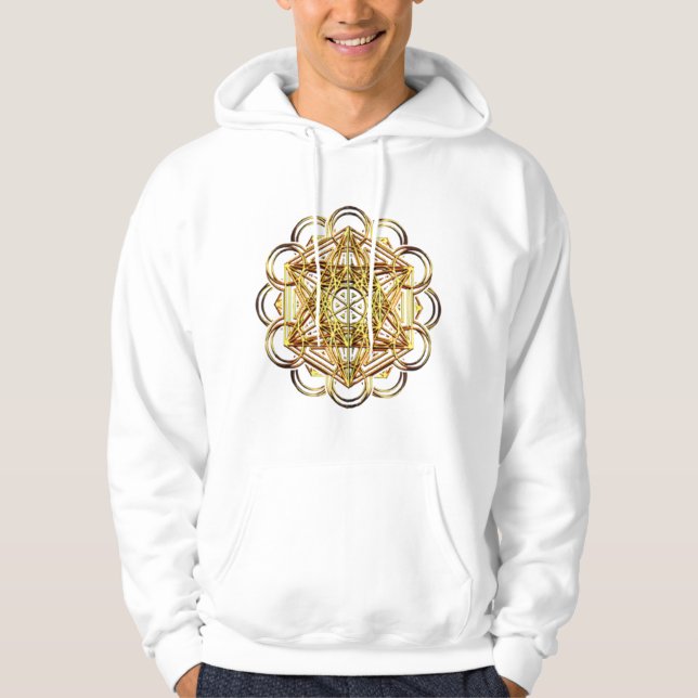 Metatrons Cube Sacred Geometry Blume of Life Rave Hoodie (Vorderseite)