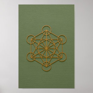Metatron's Cube Sage & Copper Poster