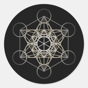 Metatron's Cube - Silver Version Runder Aufkleber
