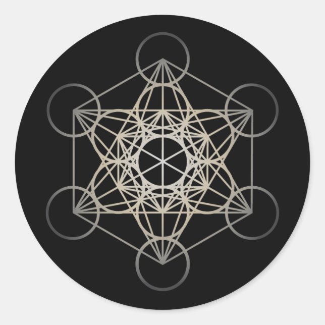 Metatron's Cube - Silver Version Runder Aufkleber (Vorderseite)