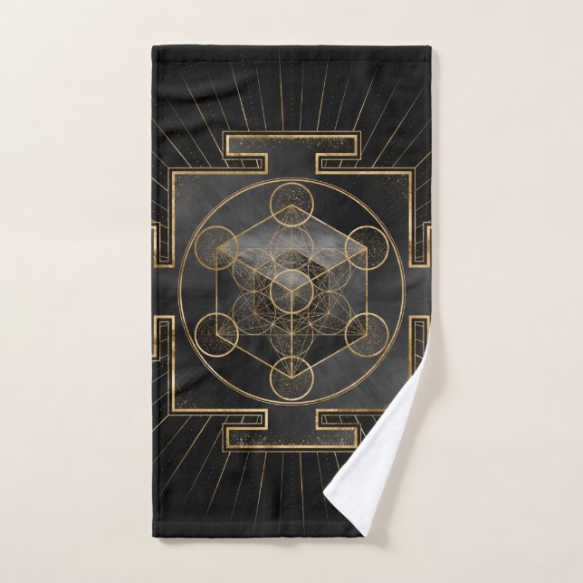 Metatrons Cube Sri Yantra Sacred Geometry Badhandtuch Set (Handtuch)
