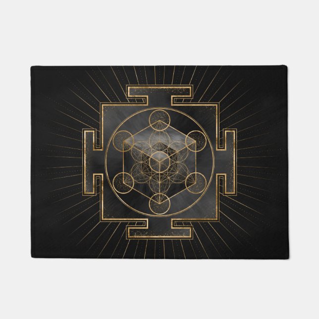 Metatrons Cube Sri Yantra Sacred Geometry Fußmatte (Vorderseite)
